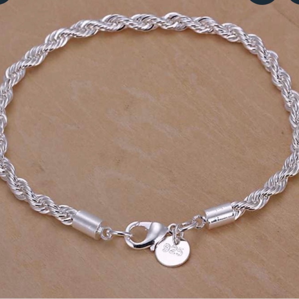 Elegant 925 Silver Rope Chain Bracelet